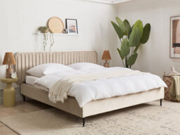 Beliani Bed Velvet Brin 180 X 200 Cm (Eu Super King) Taupe - thumbnail 2