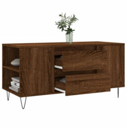 Berkfield Modern Coffee Table Brown Oak 102X44.5X50 Cm Engineered Wood - thumbnail 4