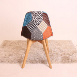 Life Interiors Set Of 2 Multicolor Patchwork Fabric Dining Chairs With Wooden Legs, Mid-Century Modern Accent Chair - thumbnail 5