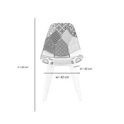 Life Interiors Set Of 2 Multicolor Patchwork Fabric Dining Chairs With Wooden Legs, Mid-Century Modern Accent Chair - thumbnail 9