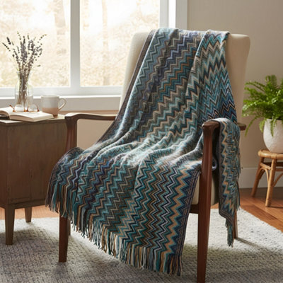 Living And Home Blue Bohemian Style Sofa Blanket/knitted Throwaway 170Cm L X 127Cm W - image 1