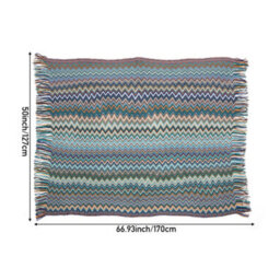 Living And Home Blue Bohemian Style Sofa Blanket/knitted Throwaway 170Cm L X 127Cm W - thumbnail 9