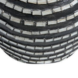 Beliani Artisan Black White Terracotta Vase 35Cm Striped Boho Decor - Handcrafted Lacquered Finish - thumbnail 6