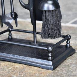 Fire30 5 Piece Black Fireplace Companion Set With Rectangular Base Poker Brush Shovel Tongs And Stand - thumbnail 5