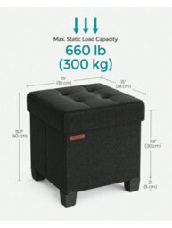 LEDREM Storage Ottoman, Foldable Small Ottoman Foot Rest,ink Black - thumbnail 8