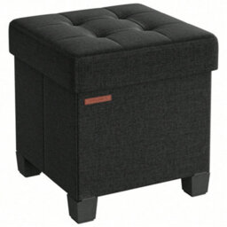 LEDREM Storage Ottoman, Foldable Small Ottoman Foot Rest,ink Black - thumbnail 3