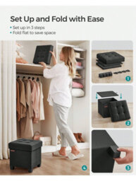 LEDREM Storage Ottoman, Foldable Small Ottoman Foot Rest,ink Black - thumbnail 7