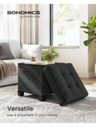 LEDREM Storage Ottoman, Foldable Small Ottoman Foot Rest,ink Black