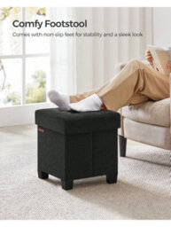 LEDREM Storage Ottoman, Foldable Small Ottoman Foot Rest,ink Black - thumbnail 5