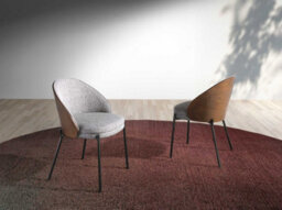 Angel Cerda Stylish Grey Fabric And Walnut Dining Chair - thumbnail 2