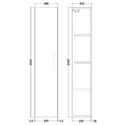 Nuie 300mm Tall Unit (1 Door),nuie Arno 1 Door Wall Hung Tall Storage Unit 300mm Wide - thumbnail 3
