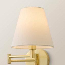Valuelights Sonia Pair Of Brushed Gold Swing Arm Wall Lights With Tapered Shade And Bulbs - thumbnail 3