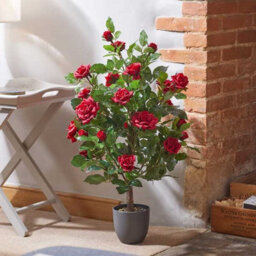 Marco Paul 80Cm Artificial Rose Plant Red In Pot