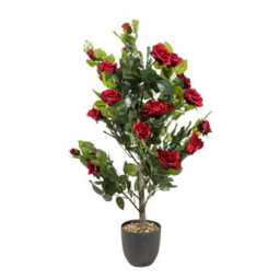 Marco Paul 80Cm Artificial Rose Plant Red In Pot - thumbnail 3
