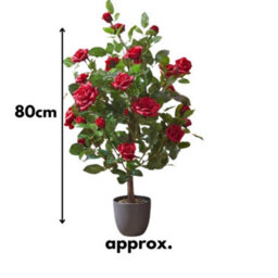 Marco Paul 80Cm Artificial Rose Plant Red In Pot - thumbnail 2