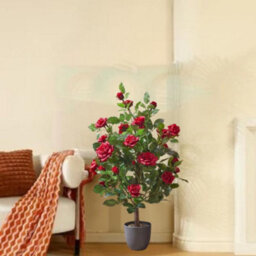 Marco Paul 80Cm Artificial Rose Plant Red In Pot - thumbnail 8