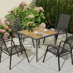 Outsunny 90Cm Square Outdoor Patio Garden Dining Table With Umbrella Hole - thumbnail 8