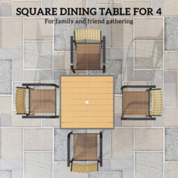 Outsunny 90Cm Square Outdoor Patio Garden Dining Table With Umbrella Hole - thumbnail 6