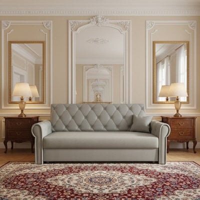 Viva Roma Iv Living Room Sofa Bed With Hr Foam Wave Springs Metal Legs And Wooden Frame 188X85X98Cm Light Grey - image 1