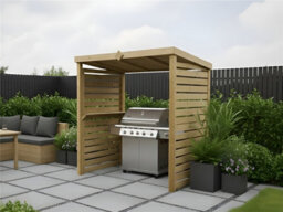Edecks The Vista Wooden Bbq Shelter With Inner Shelves 6 X 7Ft - Full Slatted Sides Open Back Outdoor Garden Barbecue Grill Gazebo - thumbnail 1
