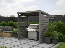 Edecks The Vista Wooden Bbq Shelter With Inner Shelves 6 X 7Ft - Full Slatted Sides Open Back Outdoor Garden Barbecue Grill Gazebo - thumbnail 3