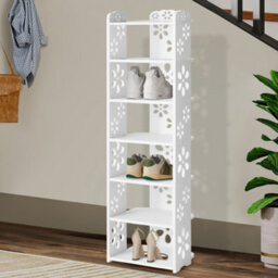 Thehotsale 7-Tier White Plastic Freestanding Open Shoes Rack For Entryway - thumbnail 2