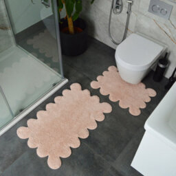 Allure Bath Fashions Two Piece Scallop Bath Mat Set - Blush Pink - thumbnail 2