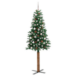 Vidaxl Slim Christmas Tree Green 210 Cm Pvc And Solid Pine Wood - thumbnail 4