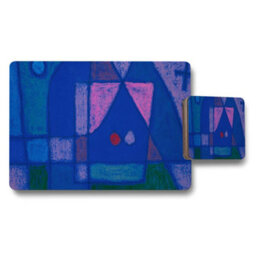 Benjamin Tate Design Blue Abstract Geometric Decorative Placemats And Coaster Set - thumbnail 1