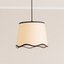 Valuelights Dutton Natural Fabric Black Trim Scallop Edge Ceiling Floor Table Large Lamp Shade (D)35Cm