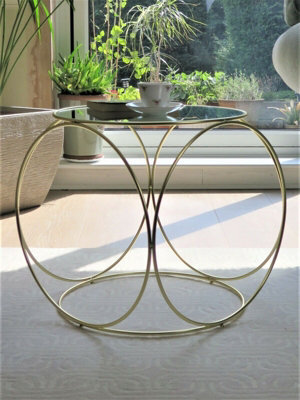 Aspect Furniture Gatsby Accent Table/bedside Table-Mirror Top/matt Gold Frame - image 1
