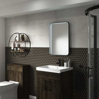 Sensio Aspect Matt Black Rectangular Wall-Mounted Bathroom Illuminated Contemporary Mirror (H)70Cm (W)50Cm - image 1