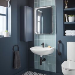 Sensio Aspect Matt Black Rectangular Wall-Mounted Bathroom Illuminated Contemporary Mirror (H)70Cm (W)50Cm - thumbnail 4