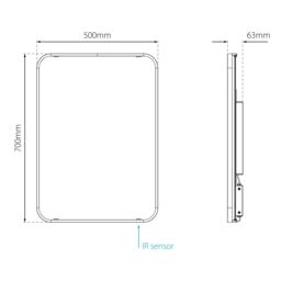 Sensio Aspect Matt Black Rectangular Wall-Mounted Bathroom Illuminated Contemporary Mirror (H)70Cm (W)50Cm - thumbnail 3