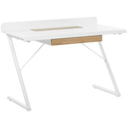 Beliani Home Office Desk Focus White 120 Cm 60 Cm With Drawers - thumbnail 1