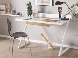 Beliani Home Office Desk Focus White 120 Cm 60 Cm With Drawers - thumbnail 2