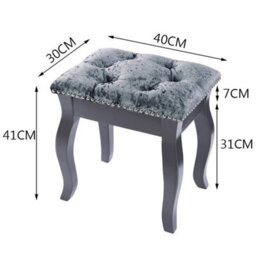 Grey Legs Upholstered Dressing Table Stool Silver Grey Velvet Vanity Seat Solid Pine Frame - thumbnail 2