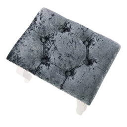 Grey Legs Upholstered Dressing Table Stool Silver Grey Velvet Vanity Seat Solid Pine Frame - thumbnail 3