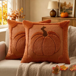 Amorly 2Pack Fall Pumpkin Pillow Covers,rust Soft Plush Autumn Throw Cushion Cases,thanksgiving Home Decor For Sofa,bedroom,living Room - thumbnail 1