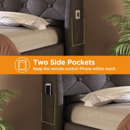 Super King Linen Hydraulic Storage Bed With Led, Usb-C & Headboard - thumbnail 5