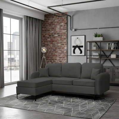 Venice L Corner Sofa Bed With Bonnell Spring Metal Legs Wooden Frame Dl Mechanism Storage 225X172X78X96 Cm Grey Left - image 1