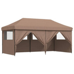 Walplus Foldable Party Tent Garden Gazebo Canopy Pop-Up With 4 Sidewalls Brown - thumbnail 7