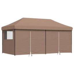 Walplus Foldable Party Tent Garden Gazebo Canopy Pop-Up With 4 Sidewalls Brown - thumbnail 2