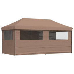 Walplus Foldable Party Tent Garden Gazebo Canopy Pop-Up With 4 Sidewalls Brown - thumbnail 5