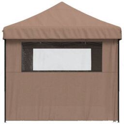 Walplus Foldable Party Tent Garden Gazebo Canopy Pop-Up With 4 Sidewalls Brown - thumbnail 4
