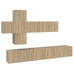 Berkfield 7 Piece Tv Cabinet Set Sonoma Oak Engineered Wood - thumbnail 2