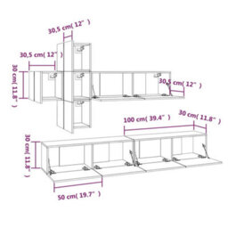 Berkfield 7 Piece Tv Cabinet Set Sonoma Oak Engineered Wood - thumbnail 9