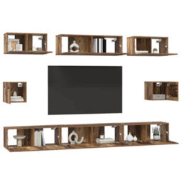 Berkfield Modern Tv Cabinet Set 8 Pcs Old Wood Medium 30.5 X 30 X 30 Cm - thumbnail 3