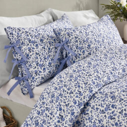 Wylder Hannah Floral 100% Cotton Duvet Cover Set, King, Blue - thumbnail 2