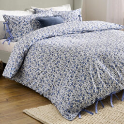 Wylder Hannah Floral 100% Cotton Duvet Cover Set, King, Blue - thumbnail 3